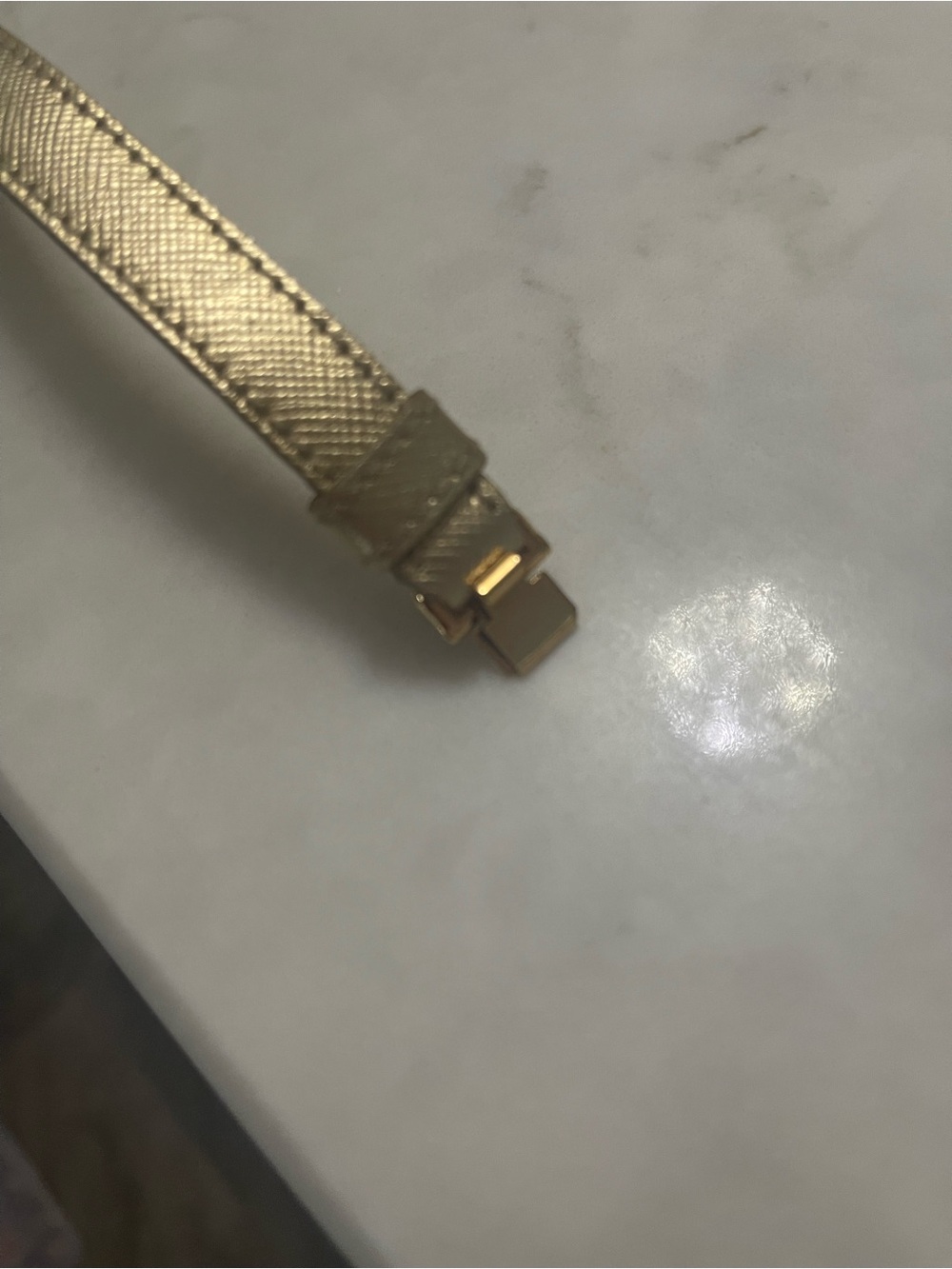 Prada Gold Plate and Beige Leather Bracelet - Picture 9 of 12